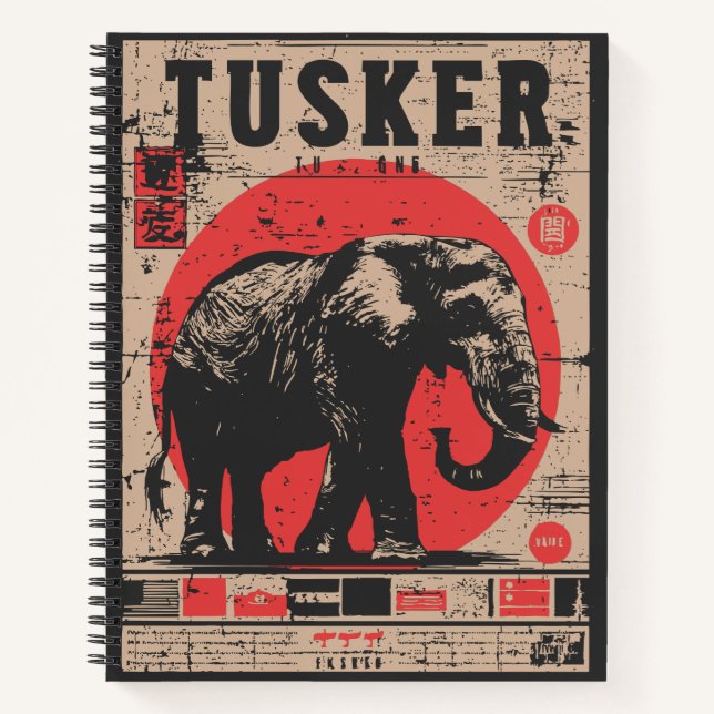Vintage Elephant Safari Poster Japanese Propaganda Notebook (Front)