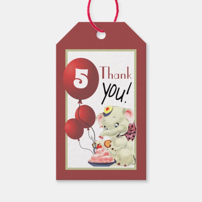 Vintage Elephant Thank You Favor Tag (Front)