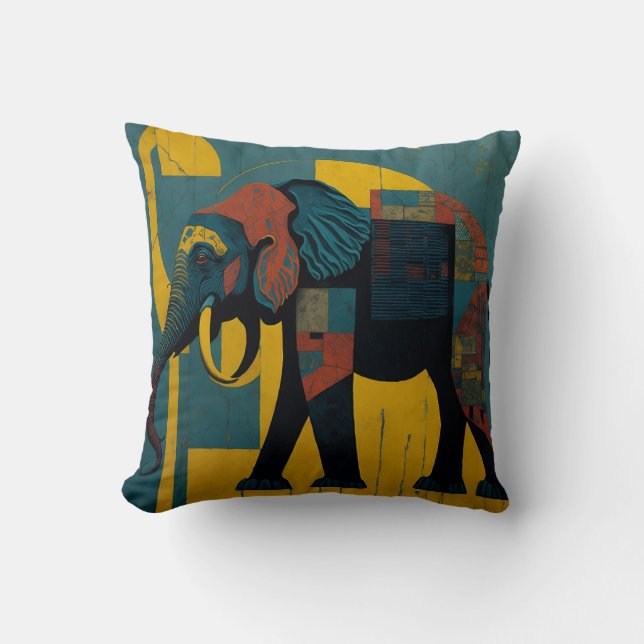 vintage elephant throw pillow (Front)