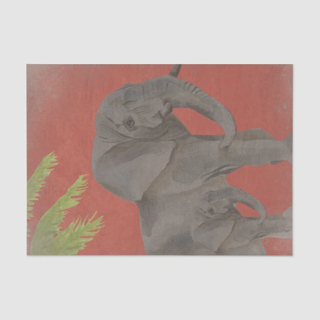 Vintage Elephant Tissue Paper (Front)