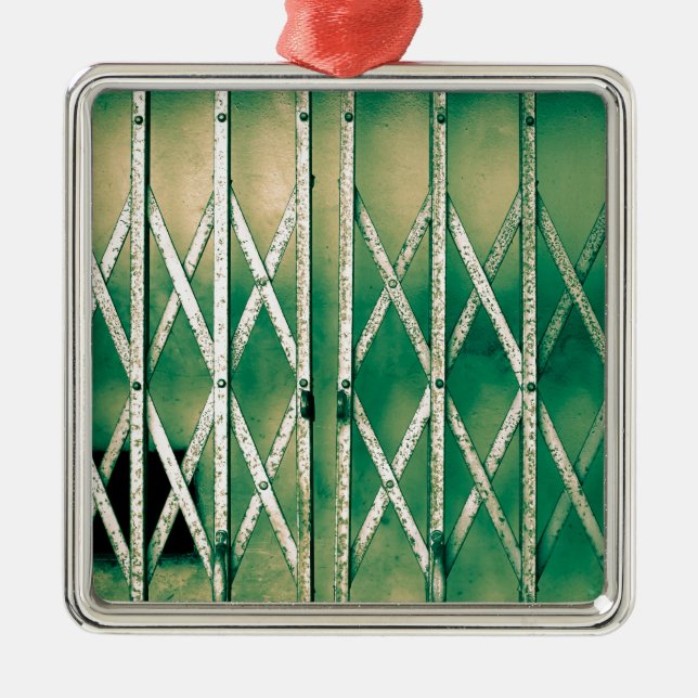 Vintage Elevator Gate Metal Ornament (Front)