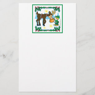 Vintage Elf and Reindeer Stationery