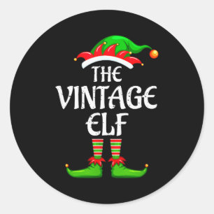 Vintage Elf Matching Family Group Christmas Party Classic Round Sticker