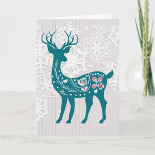 Vintage Elk Deer Personalized Custom Holiday Card