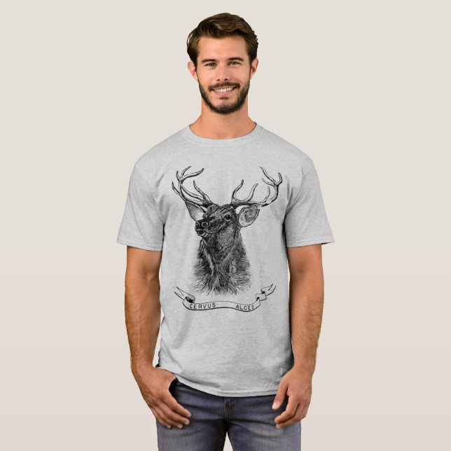 Vintage elk head mens fun t-shirt (Front Full)