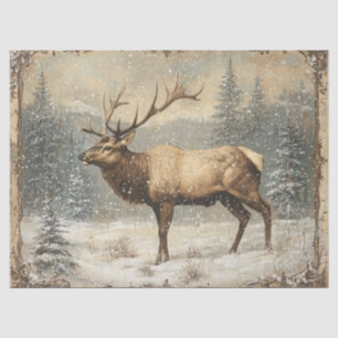 Vintage Elk Scenic Rustic Decoupage Tissue Paper