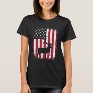 Vintage Elk USA American Flag 4th Of July Patrioti T-Shirt