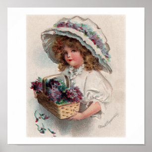 Vintage Ellen Clapsaddle Girl in Bonnet Poster