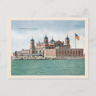 Vintage Ellis Island, New York Harbour Postcard