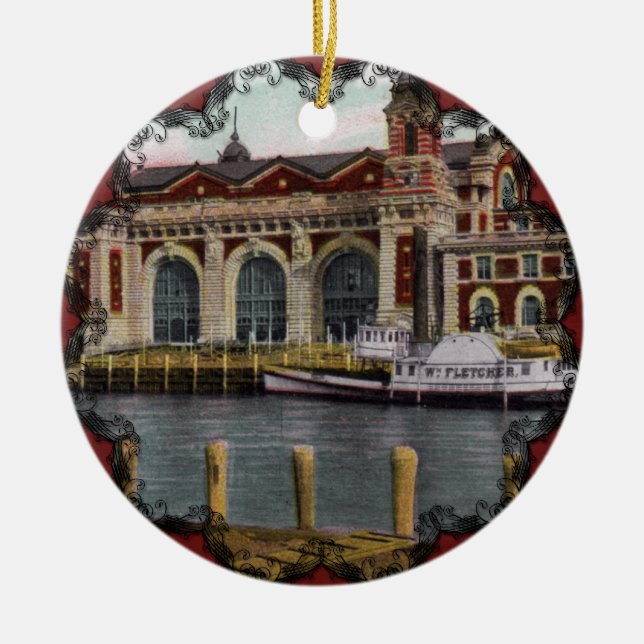 Vintage Ellis Island Ornament (Front)