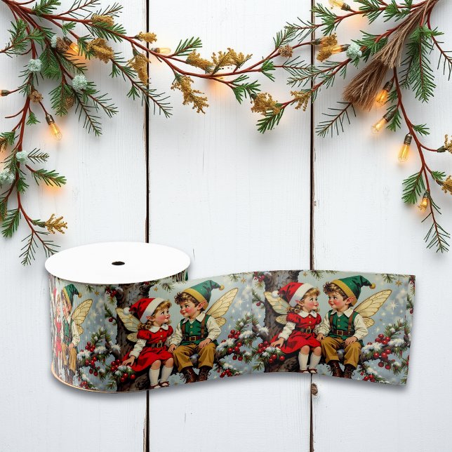 Vintage Elven Fairy Children Christmas  Grosgrain Ribbon (Creator Uploaded)