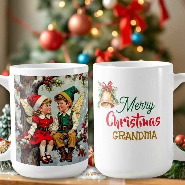 Vintage Elven Fairy Children Christmas Personalize Coffee Mug (Creator Uploaded)