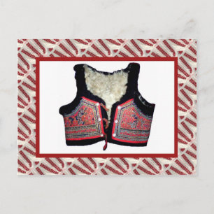 Vintage emboidered folk costume vest postcard