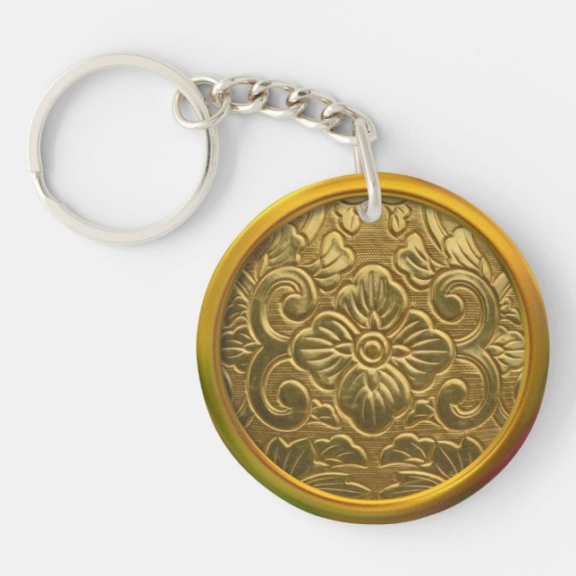 Vintage Embossed Gold Keychain (Front)