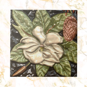 Vintage Embossed Look Magnolia Blossom Tile