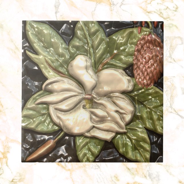 Vintage Embossed Look Magnolia Blossom Tile (Creator Uploaded)