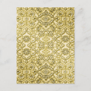 Vintage Embossed Metallic Gold Foil Floral Design Postcard