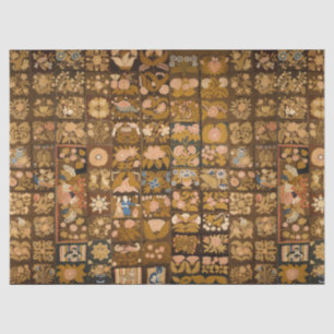 Vintage Embroidered Floral Quilt with Animals Tissue Paper