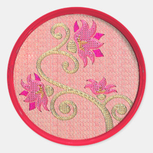 Vintage embroidered flower sewing button sticker