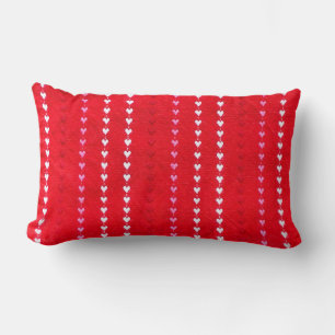 Vintage Embroidered Hearts Fabric Valentines Love Lumbar Pillow