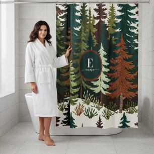Vintage Embroidered Style Forest Woodland Monogram