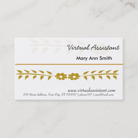 Vintage Embroidery Floral Motif Virtual Assistant Business Card