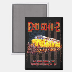 Vintage EMD SD40-2 Diesel Locomotive American flag Magnet