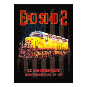 Vintage EMD SD40-2 Diesel Locomotive American flag Photo Print
