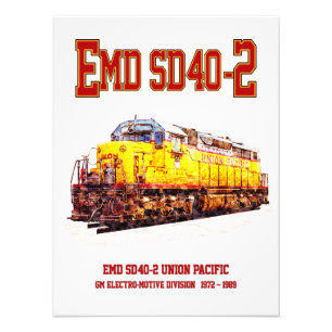 Vintage EMD SD40-2 Diesel Locomotive. Photo Print