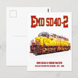 Vintage EMD SD40-2 Diesel Locomotive. Postcard