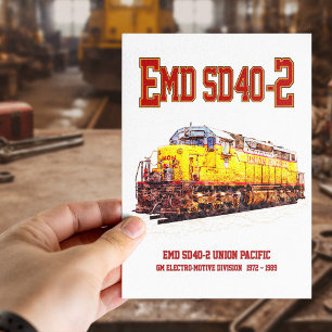 Vintage EMD SD40-2 Diesel Locomotive. Postcard