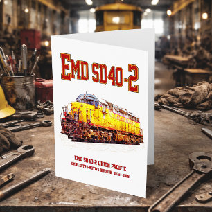 Vintage EMD SD40-2 Diesel Locomotive. Thank You Card