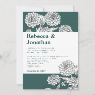 Vintage Emerald Green Floral Wedding Invitation