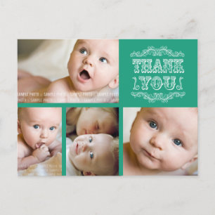 VINTAGE Emerald Photo Baby Thank You Post Card