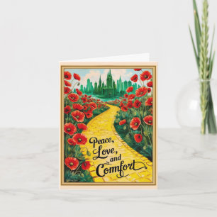 Vintage Emerald Poppy Hospice Card – Peace, Love