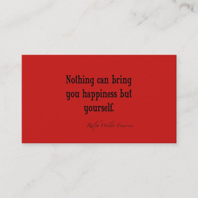 Vintage Emerson Happiness Quote Poppy Red Business Card (Front)