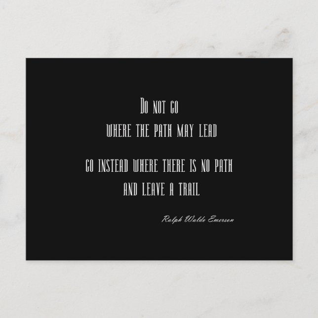 Vintage Emerson Inspirational Quote on Black Postcard (Front)