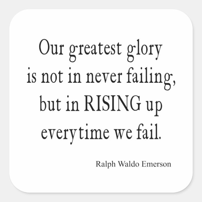 Vintage Emerson Overcoming Failure Quote Square Sticker (Front)