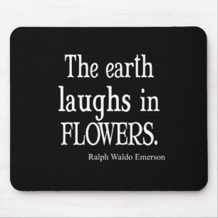 Vintage Emerson The Earth Laughs in Flowers Quote Mouse Pad