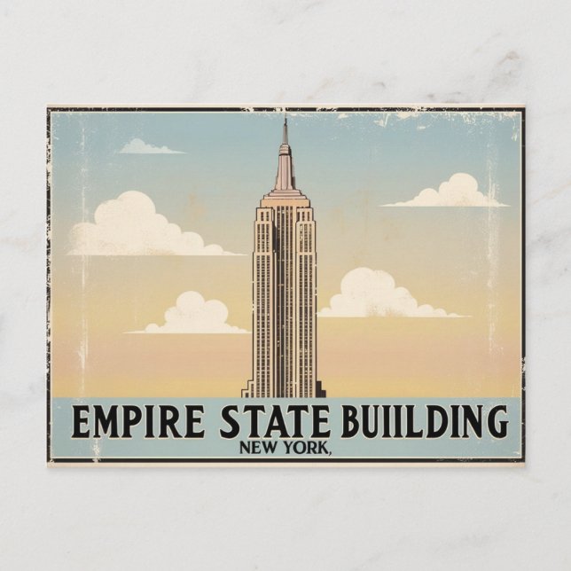 Vintage Empire State Building, New York Postcard (Front)
