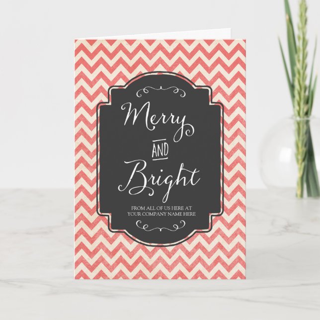 Vintage Employee Merry & Bright Christmas Card (Front)