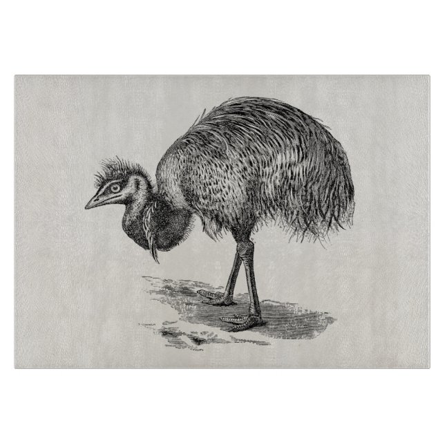 Vintage Emu Australian Bird Illustration Template Cutting Board (Front)