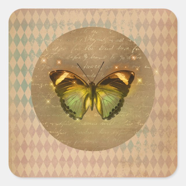 Vintage Enchanted Butterfly  Square Sticker (Front)