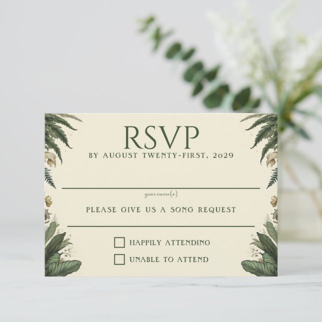Vintage Enchanted Forest RSVP Card (Standing Front)