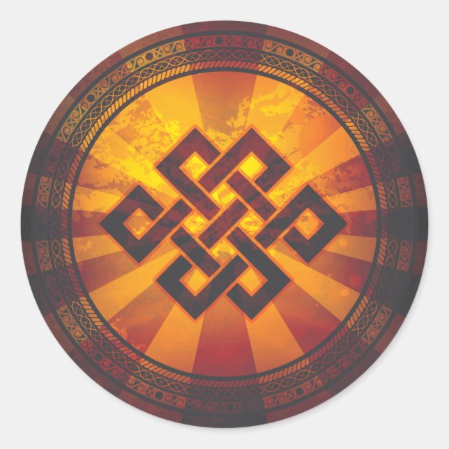 Vintage Endless Knot Print Classic Round Sticker (Front)