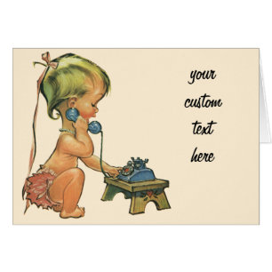 Vintage enfant mignonne blond fille parler sur le 