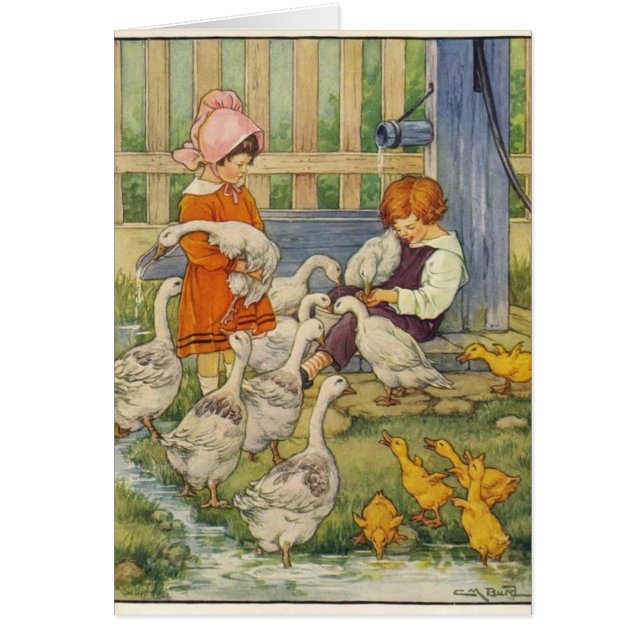 Vintage - Enfants avec oies et oies, (Devant)