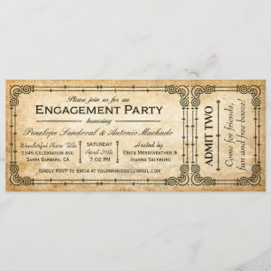 Vintage Engagement Party Ticket Invitations II