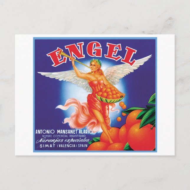 Vintage Engel Fruit Crate Label Postcard (Front)