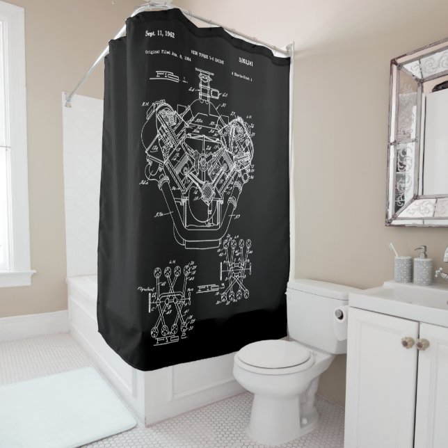 Vintage Engine Block Blueprint Diagram – Men's Car (In Situ)